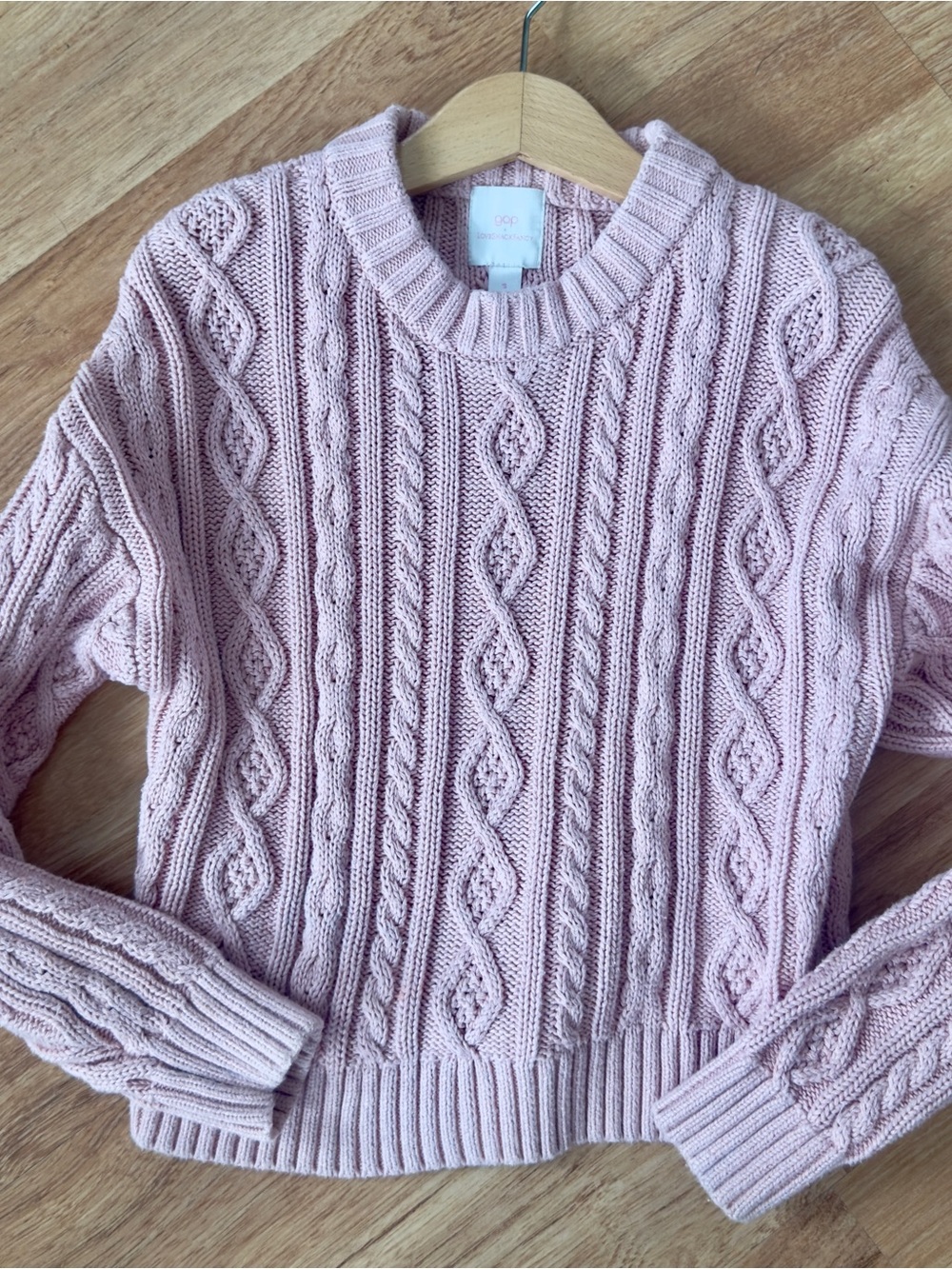 GAP X LoveShackFancy Girls Cable-Knit Crew Sweater